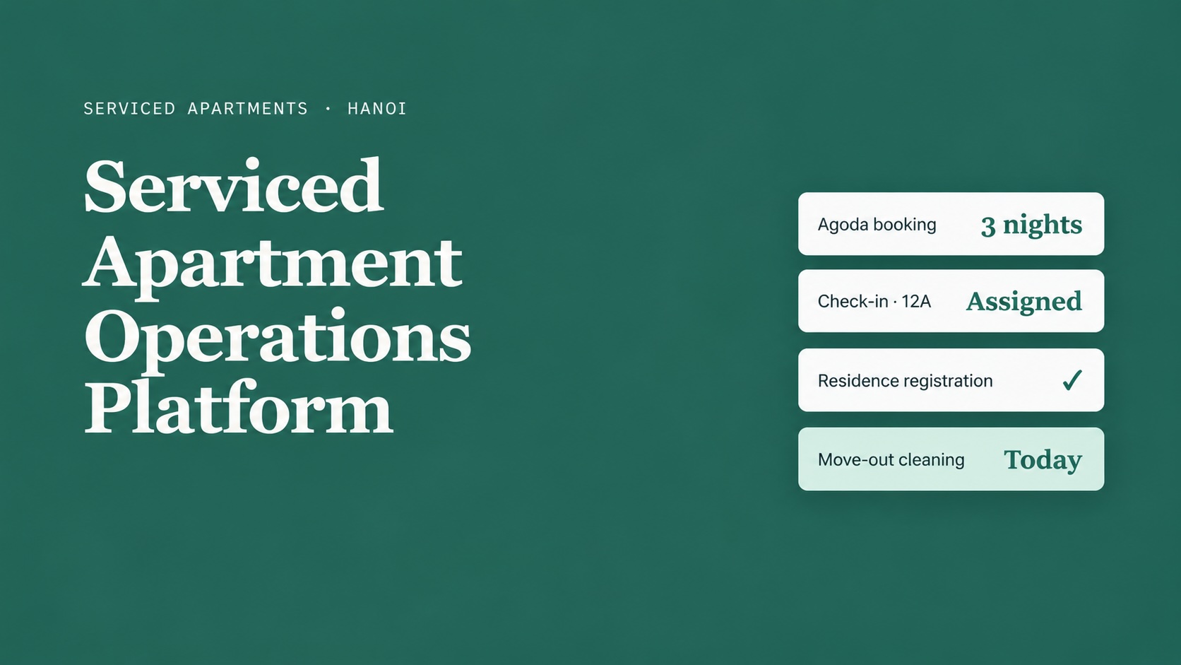 Serviced-Apartment Bookings from Six Channels, Turned into Staff Tasks Automatically